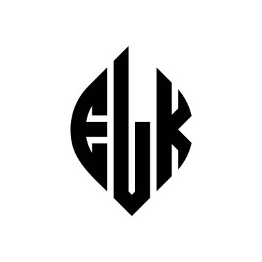 Çember ve elips şekilli ELK daire harf logosu tasarımı. Typographic tarzında ELK elips harfleri. Üç baş harf daire şeklinde bir logo oluşturuyor. ELK Çember Amblemi Soyut Monogram Harf İşaretleyici Vektörü.