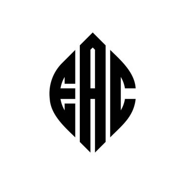 Çember ve elips şekilli EAC daire harf logosu tasarımı. Tipografik biçimli EAC elips harfleri. Üç baş harf daire şeklinde bir logo oluşturuyor. EAC Çember Amblemi Soyut Monogram Harf İşaretleyici Vektörü.