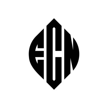 Çember ve elips şekilli ECN daire harf logosu tasarımı. ECN elips harfleri tipografik tarzda. Üç baş harf daire şeklinde bir logo oluşturuyor. ECN Çemberi Amblemi Soyut Monogram Harf İşaretleyici Vektörü.