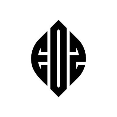Çember ve elips şekilli EDZ daire harf logosu tasarımı. Tipografik biçimli EDZ elips harfleri. Üç baş harf daire şeklinde bir logo oluşturuyor. EDZ Çember Amblemi Soyut Monogram Harf İşaretleyici Vektörü.