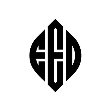 Çember ve elips şekilli EEO daire harf logosu tasarımı. Typographic tarzında EEO elips harfleri. Üç baş harf daire şeklinde bir logo oluşturuyor. AÇA Çemberi Amblemi Soyut Monogram Harf İşaretleyici Vektörü.