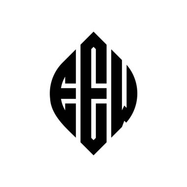 Çember ve elips şekilli EEW daire harf logosu tasarımı. Tipografik şekilli EEW elips harfleri. Üç baş harf daire şeklinde bir logo oluşturuyor. EEW Çember Amblemi Soyut Monogram Harf İşaretleyici Vektörü.