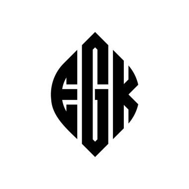 Çember ve elips şekilli EGK daire harf logosu tasarımı. Tipografik biçimli EGK elips harfleri. Üç baş harf daire şeklinde bir logo oluşturuyor. EGK Çember Amblemi Soyut Monogram Harf İşaretleyici Vektörü.