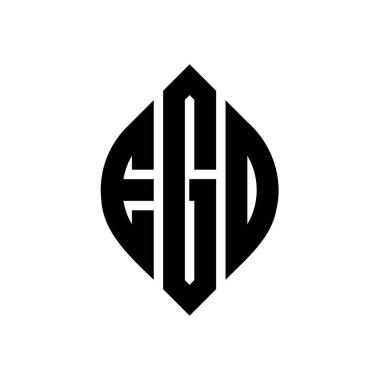 Çember ve elips şekilli EGO daire harf logosu tasarımı. EGO elips harfleri tipografik tarzda. Üç baş harf daire şeklinde bir logo oluşturuyor. EGO Çember Amblemi Soyut Monogram Harf İşaretleme Vektörü.