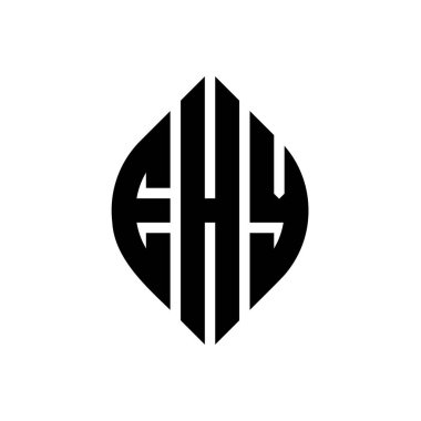 Çember ve elips şekilli EHY daire harf logosu tasarımı. EHY elips harfleri tipografik tarzda. Üç baş harf daire şeklinde bir logo oluşturuyor. EHY Çember Amblemi Soyut Monogram Harf İşaretleme Vektörü.
