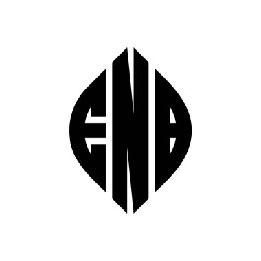 Çember ve elips şekilli ENB daire harf logosu tasarımı. Tipografik tarzda ENB elips harfleri. Üç baş harf daire şeklinde bir logo oluşturuyor. ENB Çemberi Amblemi Soyut Monogram Harf İşaretleme Vektörü.