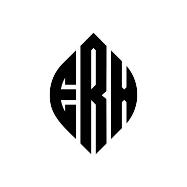 Çember ve elips şekilli ERX daire harf logosu tasarımı. Typographic tarzında ERX elips harfleri. Üç baş harf daire şeklinde bir logo oluşturuyor. ERX Çember Amblemi Soyut Monogram Harf İşaretleme Vektörü.