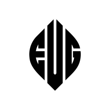 Daire ve elips şekilli EUG daire harf logosu tasarımı. EUG elips harfleri tipografik tarzda. Üç baş harf daire şeklinde bir logo oluşturuyor. EUG Çember Amblemi Soyut Monogram Harf İşaretleyici Vektörü.