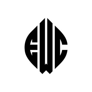 Çember ve elips şekilli EWC daire harf logosu tasarımı. EWC elips harfleri tipografik tarzda. Üç baş harf daire şeklinde bir logo oluşturuyor. EWC Çember Amblemi Soyut Monogram Harf İşaretleyici Vektörü.