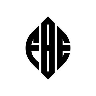 Çember ve elips şekilli FBE daire harf logosu tasarımı. FBE elips harfleri tipografik tarzda. Üç baş harf daire şeklinde bir logo oluşturuyor. FBE Çemberi Amblemi Soyut Monogram Harf İşaretleyici Vektörü.