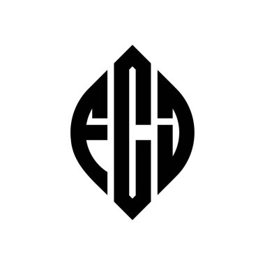 Çember ve elips şekilli FCJ daire harf logosu tasarımı. FCJ elips harfleri tipografik tarzda. Üç baş harf daire şeklinde bir logo oluşturuyor. FCJ Çember Amblemi Soyut Monogram Harf İşaretleyici Vektörü.