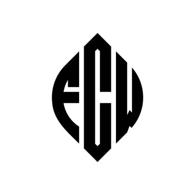 Çember ve elips şekilli FCW daire harf logosu tasarımı. FCW elips harfleri tipografik tarzda. Üç baş harf daire şeklinde bir logo oluşturuyor. FCW Çember Amblemi Soyut Monogram Harf İşaretleyici Vektörü.