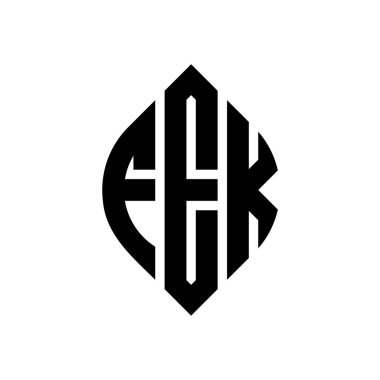 Çember ve elips şekilli FEK daire harf logosu tasarımı. FEK elips harfleri tipografik tarzda. Üç baş harf daire şeklinde bir logo oluşturuyor. FEK Çemberi Amblemi Soyut Monogram Harf İşaretleme Vektörü.