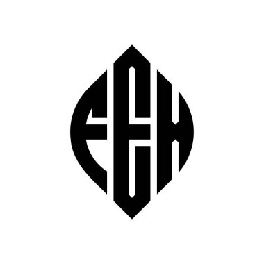 Çember ve elips şekilli FEX daire harf logosu tasarımı. FEX elips harfleri tipografik tarzda. Üç baş harf daire şeklinde bir logo oluşturuyor. FEX Çemberi Amblemi Soyut Monogram Harf İşaretleme Vektörü.