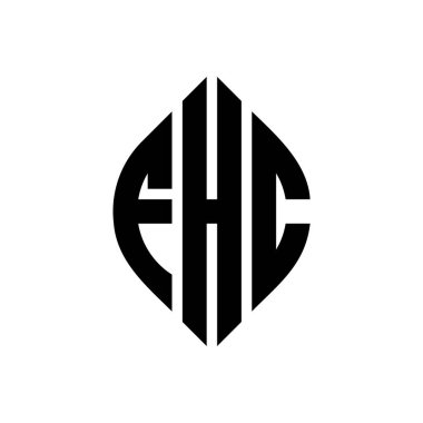 Çember ve elips şekilli FHC daire harf logosu tasarımı. FHC elips harfleri tipografik tarzda. Üç baş harf daire şeklinde bir logo oluşturuyor. FHC Çember Amblemi Soyut Monogram Harf İşaretleyici Vektörü.