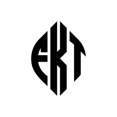Çember ve elips şekilli FKT daire harf logosu tasarımı. FKT elips harfleri tipografik tarzda. Üç baş harf daire şeklinde bir logo oluşturuyor. FKT Çember Amblemi Soyut Monogram Harf İşaretleyici Vektörü.