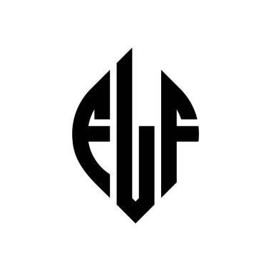 Çember ve elips şekilli FLF daire harf logosu tasarımı. Tipografik biçimli FLF elips harfleri. Üç baş harf daire şeklinde bir logo oluşturuyor. FLF Çemberi Amblemi Soyut Monogram Harf İşaretleyici Vektörü.