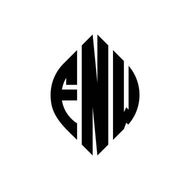 Çember ve elips şekilli FNW daire harf logosu tasarımı. FNW elips harfleri tipografik tarzda. Üç baş harf daire şeklinde bir logo oluşturuyor. FNW Çember Amblemi Soyut Monogram Harf İşaretleyici Vektörü.