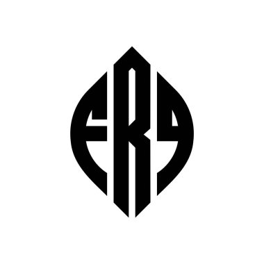 Çember ve elips şekilli FRQ daire harf logosu tasarımı. FRQ elips harfleri tipografik tarzda. Üç baş harf daire şeklinde bir logo oluşturuyor. FRQ Çember Amblemi Soyut Monogram Harf İşaretleyici Vektörü.