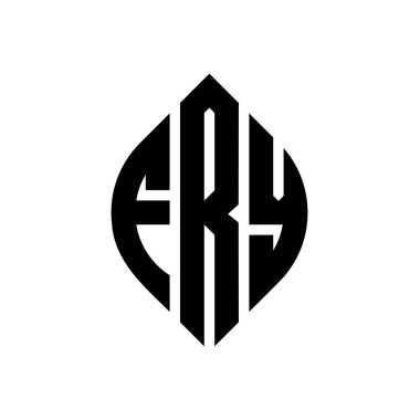 Çember ve elips şekilli FRY daire harf logosu tasarımı. Typographic tarzında FRY elips harfleri. Üç baş harf daire şeklinde bir logo oluşturuyor. FRY Çemberi Amblemi Soyut Monogram Harf İşaretleme Vektörü.