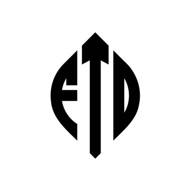 Çember ve elips şekilli FTD daire harf logosu tasarımı. FTD elips harfleri tipografik tarzda. Üç baş harf daire şeklinde bir logo oluşturuyor. FTD Çember Amblemi Soyut Monogram Harf İşaretleyici Vektörü.