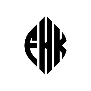 Çember ve elips şekilli FXK daire harf logosu tasarımı. Tipografik biçimli FXK elips harfleri. Üç baş harf daire şeklinde bir logo oluşturuyor. FXK Çember Amblemi Soyut Monogram Harf İşaretleyici Vektörü.