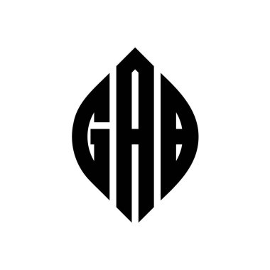 Çember ve elips şekilli GAB yuvarlak harf logosu tasarımı. Tipografik şekilli GAB elips harfleri. Üç baş harf daire şeklinde bir logo oluşturuyor. GAB Çember Amblemi Soyut Monogram Harf İşaretleme Vektörü.