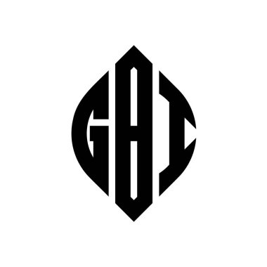 Çember ve elips şekilli GBI daire harf logosu tasarımı. Tipografik biçimli GBI elips harfleri. Üç baş harf daire şeklinde bir logo oluşturuyor. GBI Çemberi Amblemi Soyut Monogram Harf İşaretleyici Vektörü.