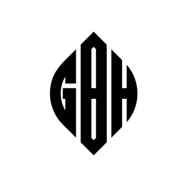 Çember ve elips şekilli GBH daire harf logosu tasarımı. Tipografik şekilli GBH elips harfleri. Üç baş harf daire şeklinde bir logo oluşturuyor. GBH Çemberi Amblemi Soyut Monogram Harf İşaretleme Vektörü.