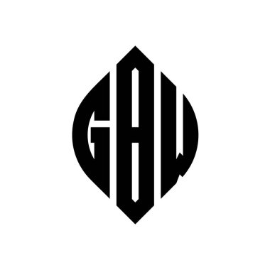 Çember ve elips şekilli GBW daire harf logosu tasarımı. Tipografik biçimli GBW elips harfleri. Üç baş harf daire şeklinde bir logo oluşturuyor. GBW Çember Amblemi Soyut Monogram Harf İşaretleyici Vektörü.