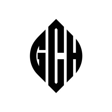 Çember ve elips şekilli GCH daire harf logosu tasarımı. Tipografik biçimli GCH elips harfleri. Üç baş harf daire şeklinde bir logo oluşturuyor. GCH Çemberi Amblemi Soyut Monogram Harf İşareti Vektörü. Çember ve ellip ile GCH daire harf logosu tasarımı