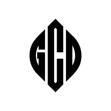 Çember ve elips şekilli GCD daire harf logosu tasarımı. Tipografik biçimli GCD elips harfleri. Üç baş harf daire şeklinde bir logo oluşturuyor. GCD Çemberi Amblemi Soyut Monogram Harf İşaretleyici Vektörü.