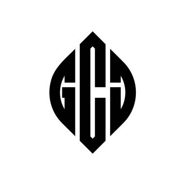 Çember ve elips şekilli GCJ daire harf logosu tasarımı. Tipografik tarzda GCJ elips harfleri. Üç baş harf daire şeklinde bir logo oluşturuyor. GCJ Çember Amblemi Soyut Monogram Harf İşaretleyici Vektörü.
