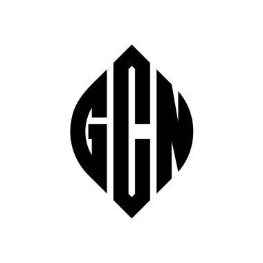 Çember ve elips şekilli GCN daire harf logosu tasarımı. Tipografik biçimli GCN elips harfleri. Üç baş harf daire şeklinde bir logo oluşturuyor. GCN Çember Amblemi Soyut Monogram Harf İşaretleyici Vektörü.