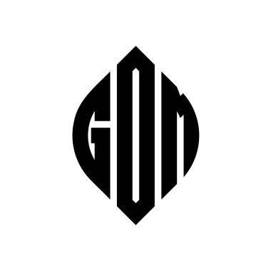 Çember ve elips şekilli GDM daire harf logosu tasarımı. Tipografik biçimli GDM elips harfleri. Üç baş harf daire şeklinde bir logo oluşturuyor. GDM Çember Amblemi Soyut Monogram Harf İşaretleyici Vektörü.