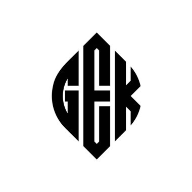 Çember ve elips şekilli GEK daire harf logosu tasarımı. Typographic tarzında GEK elips harfleri. Üç baş harf daire şeklinde bir logo oluşturuyor. GEK Çember Amblemi Soyut Monogram Harf İşaretleme Vektörü.