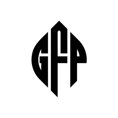 Çember ve elips şekilli GFP daire harf logosu tasarımı. Tipografik biçimli GFP elips harfleri. Üç baş harf daire şeklinde bir logo oluşturuyor. GFP Çember Amblemi Soyut Monogram Harf İşaretleyici Vektörü.