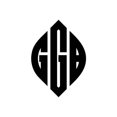 Çember ve elips şekilli GGB daire harf logosu tasarımı. Tipografik biçimli GGB elips harfleri. Üç baş harf daire şeklinde bir logo oluşturuyor. GGB Çember Amblemi Soyut Monogram Harf İşaretleyici Vektörü.