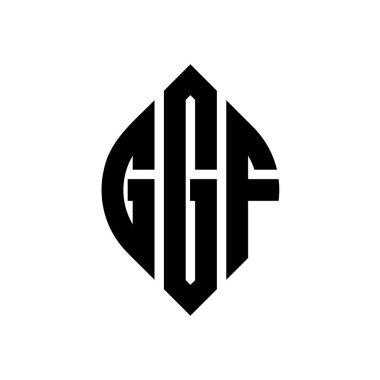 Çember ve elips şekilli GGF daire harf logosu tasarımı. Tipografik tarzda GGF elips harfleri. Üç baş harf daire şeklinde bir logo oluşturuyor. GGF Çember Amblemi Soyut Monogram Harf İşaretleyici Vektörü.