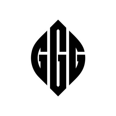 Çember ve elips şekilli GGG daire harf logosu tasarımı. Tipografik biçimli GGG elips harfleri. Üç baş harf daire şeklinde bir logo oluşturuyor. GGG Çember Amblemi Soyut Monogram Harf İşaretleyici Vektörü.
