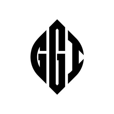Çember ve elips şekilli GGI daire harf logosu tasarımı. Tipografik şekilli GGI elips harfleri. Üç baş harf daire şeklinde bir logo oluşturuyor. GGI Çember Amblemi Soyut Monogram Harf İşaretleyici Vektörü.