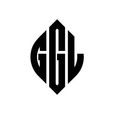 Çember ve elips şekilli GGL daire harf logosu tasarımı. Tipografik biçimli GGL elips harfleri. Üç baş harf daire şeklinde bir logo oluşturuyor. GGL Çember Amblemi Soyut Monogram Harf İşaretleyici Vektörü.