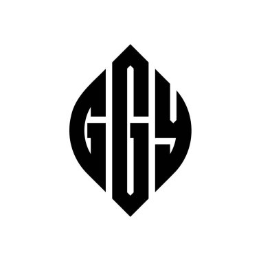 Çember ve elips şekilli GGY daire harf logosu tasarımı. Tipografik biçimli GGY elips harfleri. Üç baş harf daire şeklinde bir logo oluşturuyor. GGY Çember Amblemi Soyut Monogram Harf İşaretleyici Vektörü.