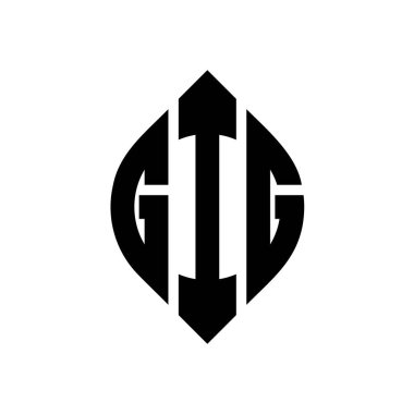 Daire ve elips şekilli GG daire harf logosu tasarımı. Typographic tarzında GIG elips harfleri. Üç baş harf daire şeklinde bir logo oluşturuyor. GG Çember Amblemi Soyut Monogram Harf İşaretleme Vektörü.