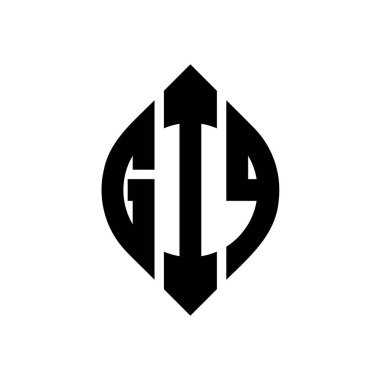 Çember ve elips şekilli GIQ daire harf logosu tasarımı. Typographic tarzında GIQ elips harfleri. Üç baş harf daire şeklinde bir logo oluşturuyor. GIQ Çemberi Amblemi Soyut Monogram Harf İşaretleyici Vektörü.
