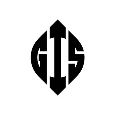 Çember ve elips şekilli GIS daire harf logosu tasarımı. Tipografik şekilli GIS elips harfleri. Üç baş harf daire şeklinde bir logo oluşturuyor. GIS Çemberi Amblemi Soyut Monogram Harf İşaretleme Vektörü.