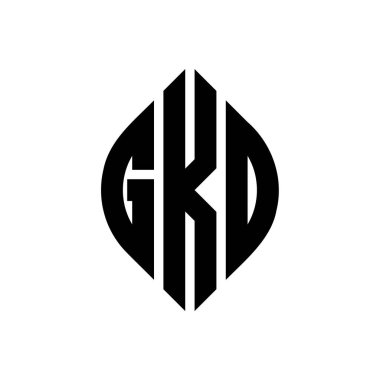 Çember ve elips şekilli GKD daire harf logosu tasarımı. Tipografik biçimli GKD elips harfleri. Üç baş harf daire şeklinde bir logo oluşturuyor. GKD Çember Amblemi Soyut Monogram Harf İşaretleyici Vektörü.