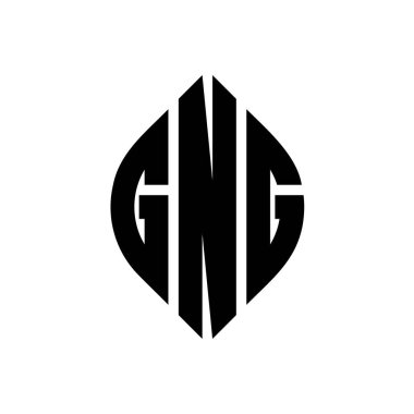 Çember ve elips şekilli GNG daire harf logosu tasarımı. Tipografik biçimli GNG elips harfleri. Üç baş harf daire şeklinde bir logo oluşturuyor. GNG Çember Amblemi Soyut Monogram Harf İşaretleyici Vektörü.