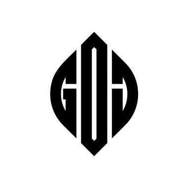 GOJ daire harf logosu dizaynı daire ve elips şeklinde. GOJ elips harfleri tipografik tarzda. Üç baş harf daire şeklinde bir logo oluşturuyor. GOJ Çember Amblemi Soyut Monogram Harf İşaretleme Vektörü.