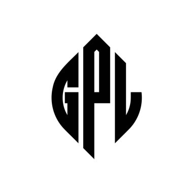 Çember ve elips şekilli GPL daire harf logosu tasarımı. Tipografik biçimli GPL elips harfleri. Üç baş harf daire şeklinde bir logo oluşturuyor. GPL Çember Amblemi Soyut Monogram Harf İşaretleyici Vektörü.